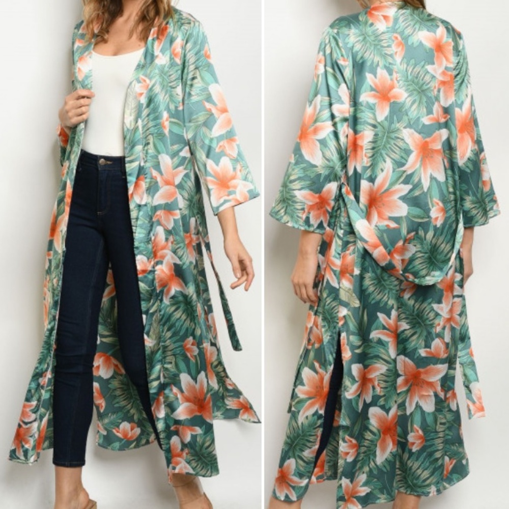 JADE BELTED KIMONO/ DUSTER long cardigan - Picture 1 of 6